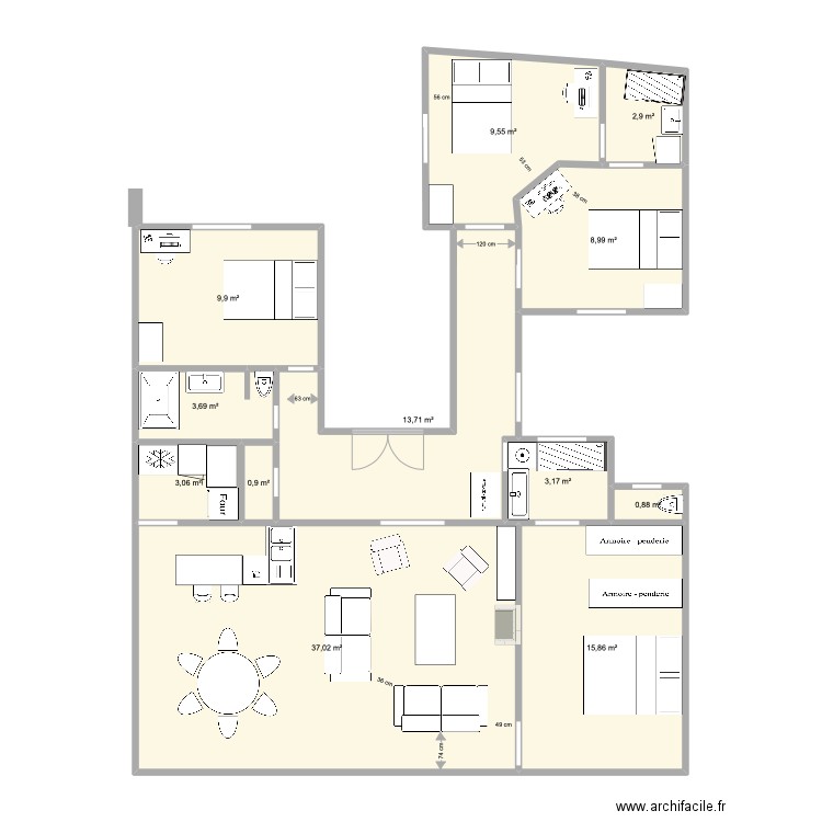 CONDORCET 5. Plan de 12 pièces et 110 m2