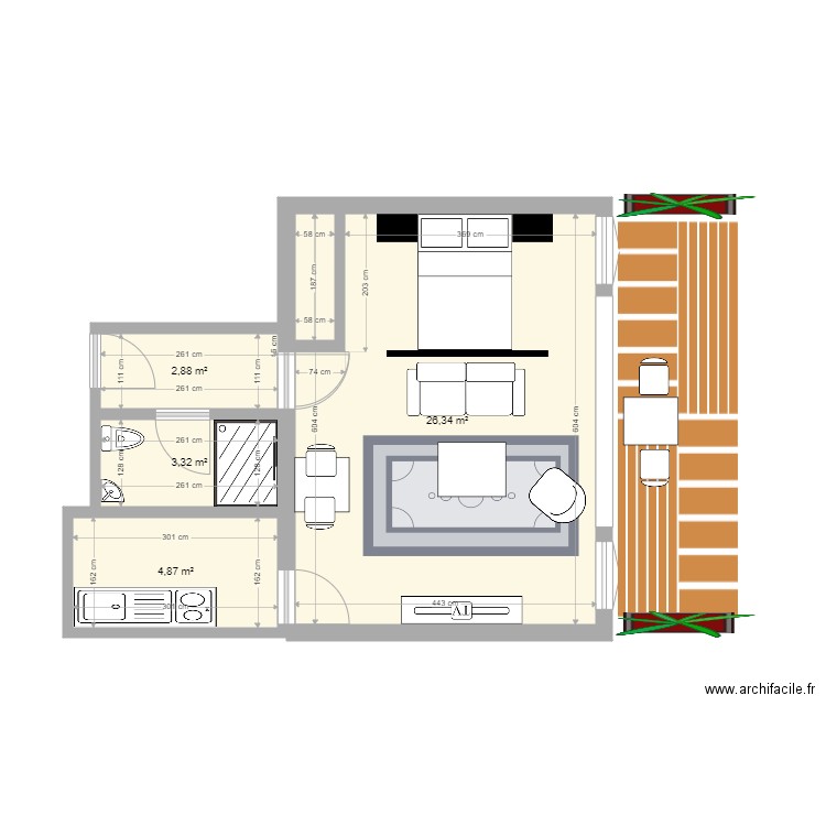 ostende3. Plan de 4 pièces et 37 m2