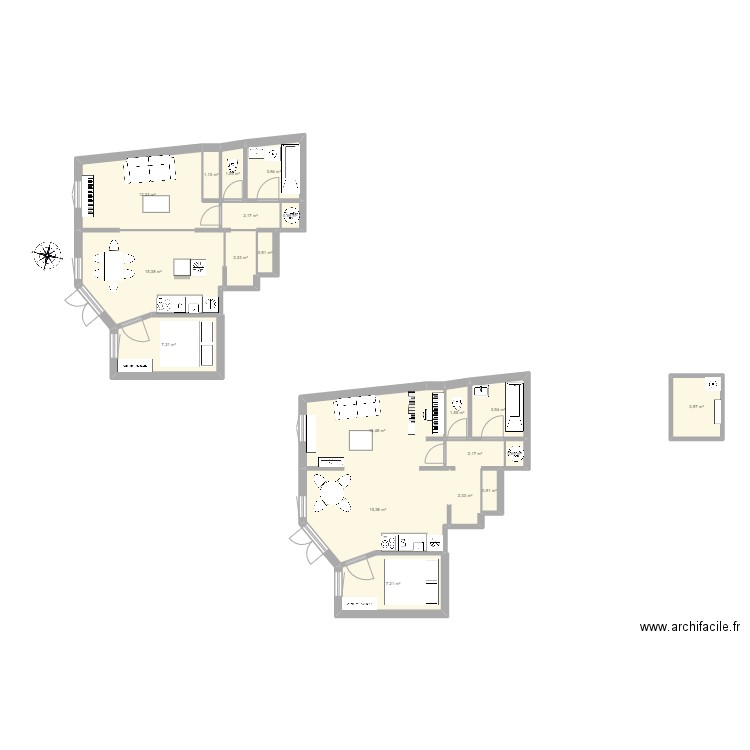 bourgain 2. Plan de 20 pièces et 99 m2