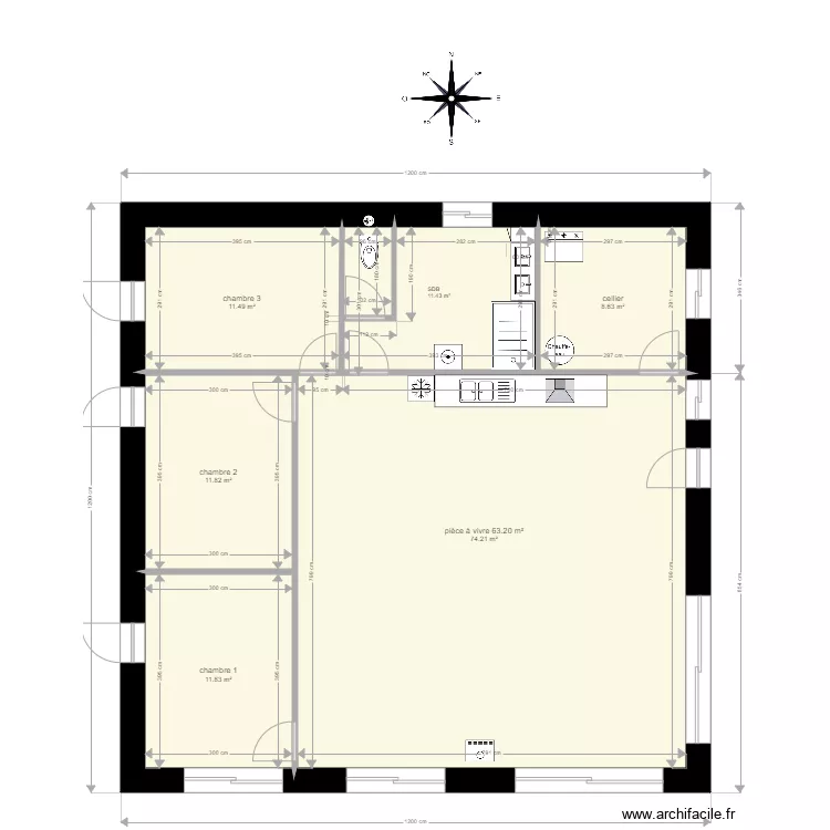 MIGONNERIE avec cotations facade sud. Plan de MIGONNERIE avec cotations facade sud. Plan de