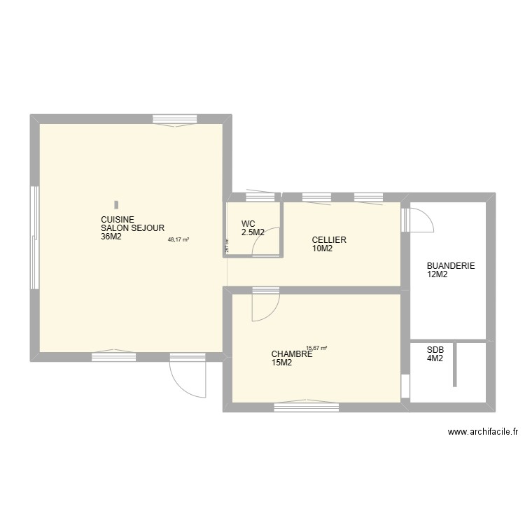 bouguenais rev0. Plan de 2 pièces et 64 m2