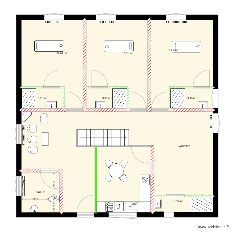 PROJET 1. Plan de 10 pièces et 128 m2