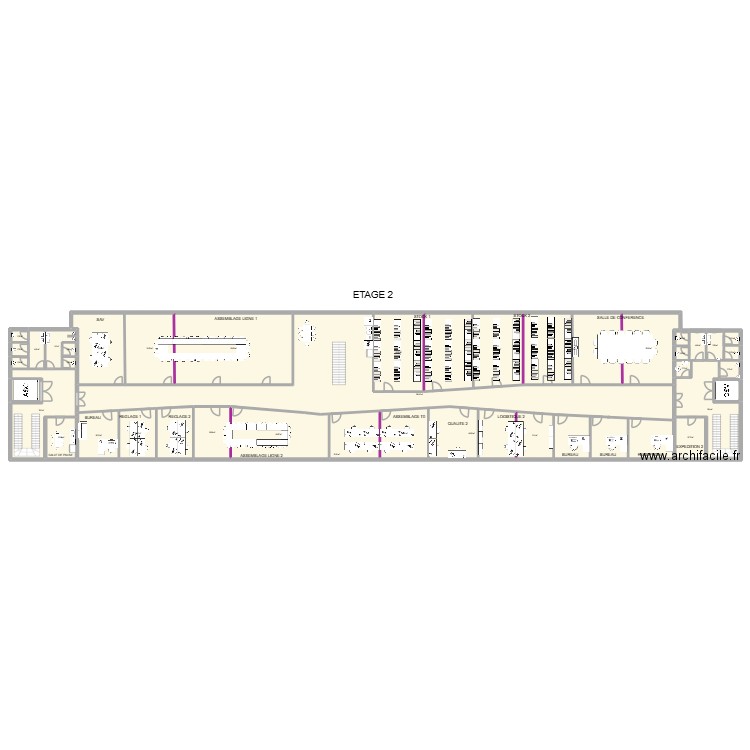 Annexe étage 2. Plan de 39 pièces et 1056 m2