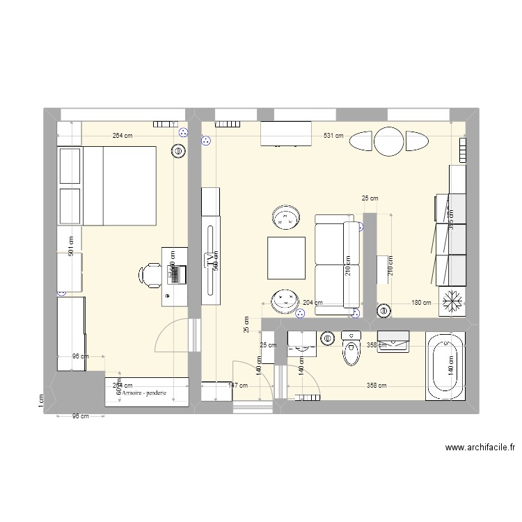 Appartement avec dimensions. Plan de 0 pièce et 0 m2