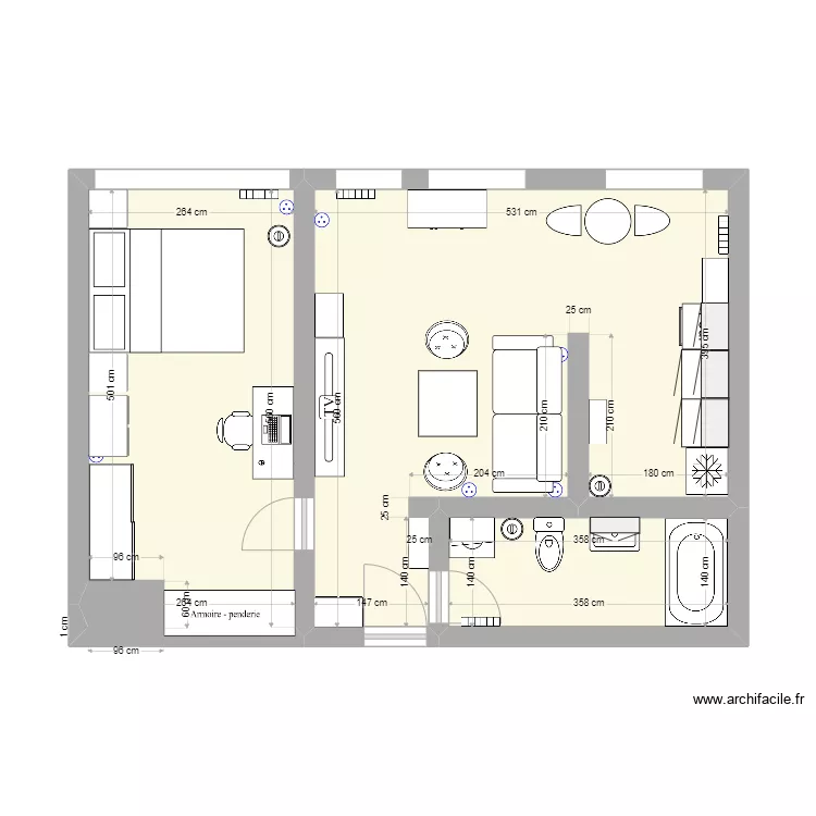 Appartement avec dimensions. Plan de 