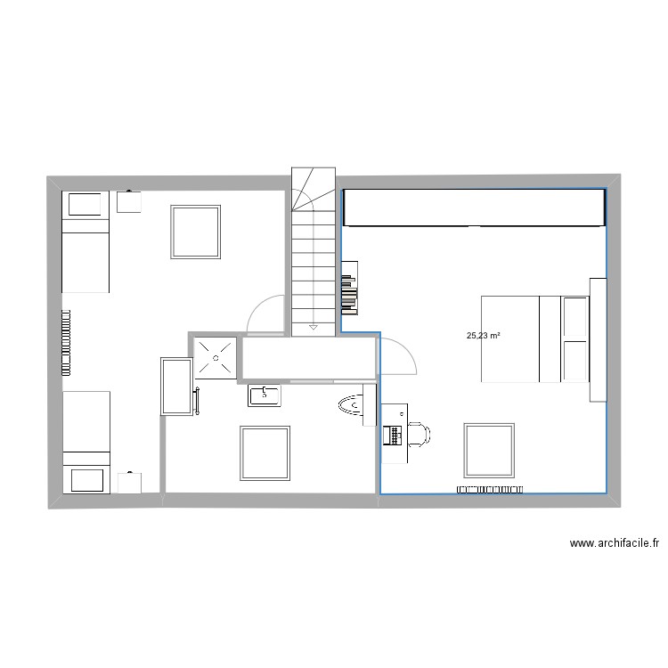 Étage lamballe. Plan de 3 pièces et 61 m2