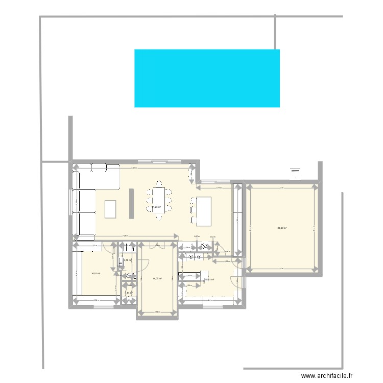 PREMARTINE RDC DEFINITIF. Plan de 7 pièces et 140 m2