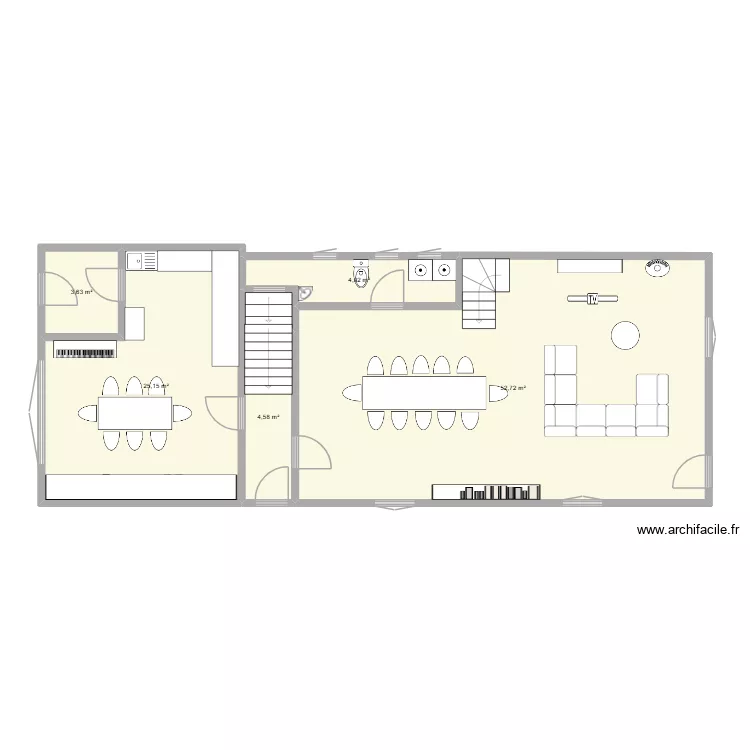 RDC. Plan de 5  et 91 m²
