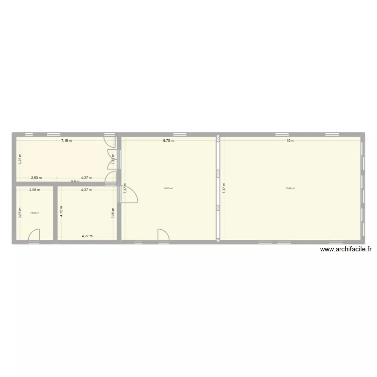 Projet Salle de r&eacute;ception. Plan de 4  et 174 m²