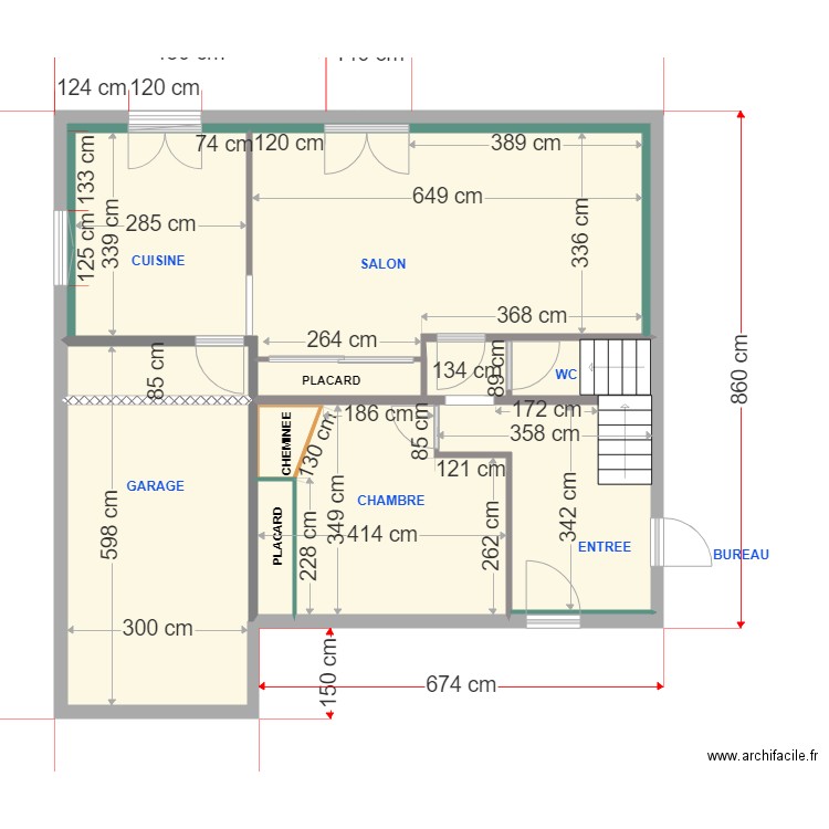 ARTIGUES rdc cotations. Plan de 0 pièce et 0 m2