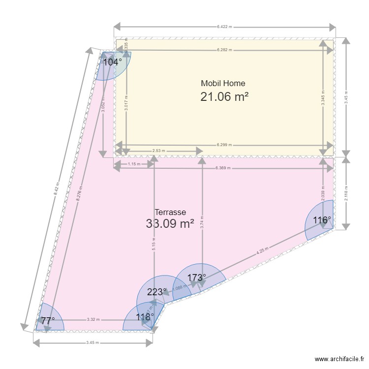 Terrasse FREJUS. Plan de 2 pièces et 54 m2