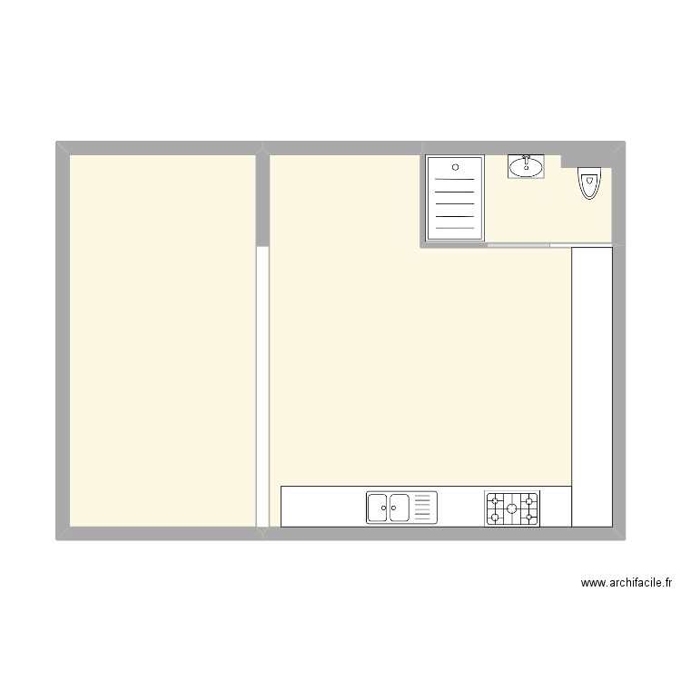 Pool house. Plan de 3 pièces et 50 m2