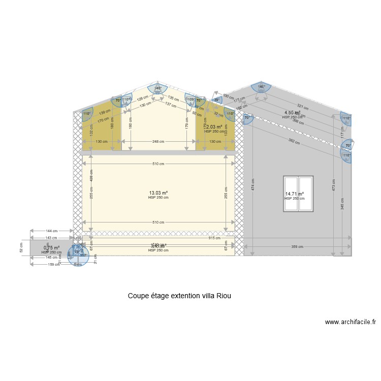 Coupe Etage Extention Villa Riou. Plan de 0 pièce et 0 m2