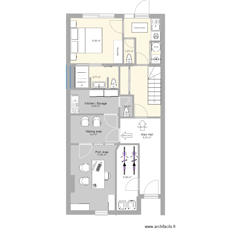 48 verdun v2. Plan de 16 pièces et 107 m2