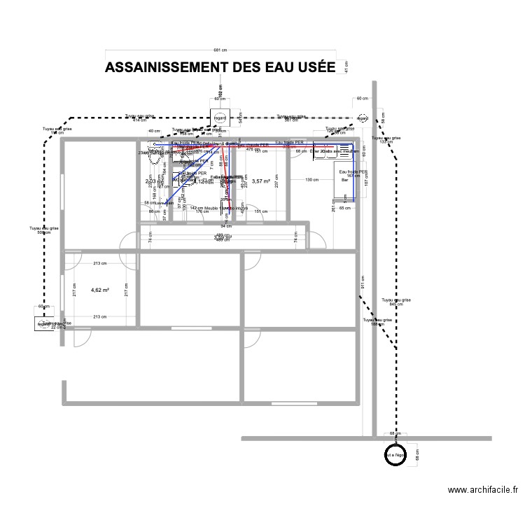 REZ DE CHAUSSÉE DU R+1. Plan de 5 pièces et 18 m2