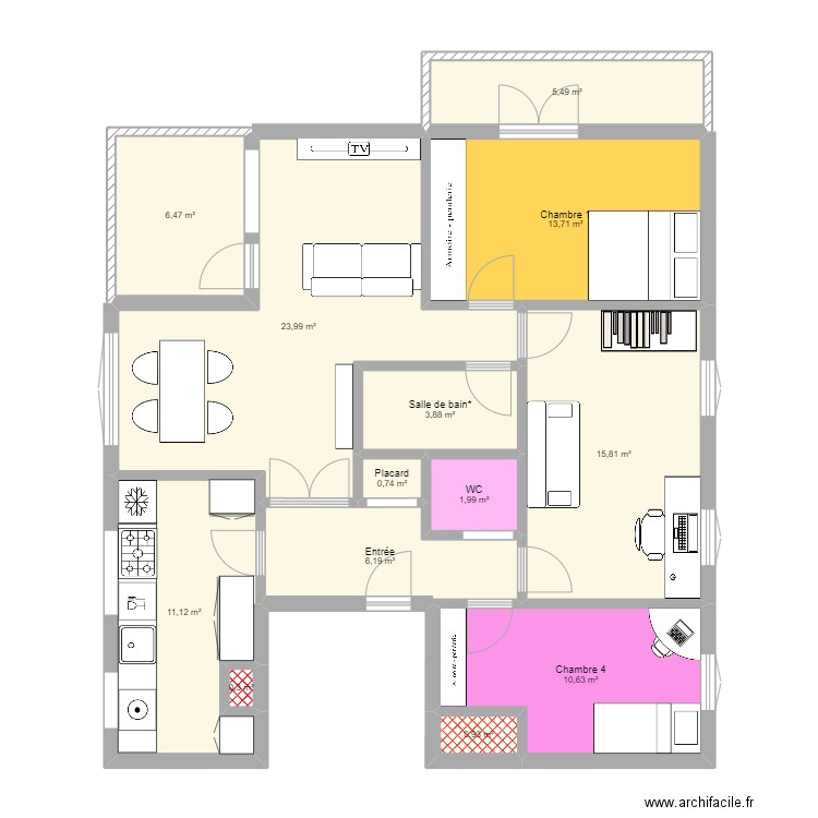 Apart Alameda 3. Plan de 13 pièces et 101 m2