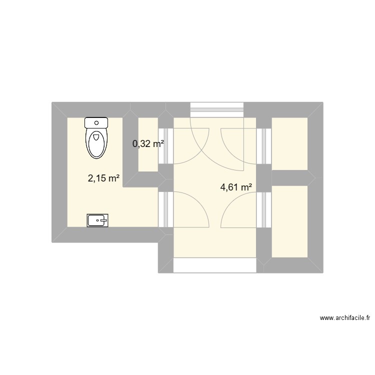 cuisine escarene. Plan de 3 pièces et 7 m2