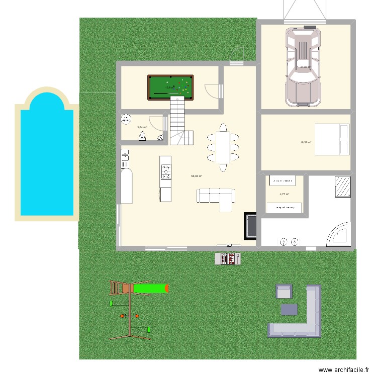 maison. Plan de 13 pièces et 223 m2