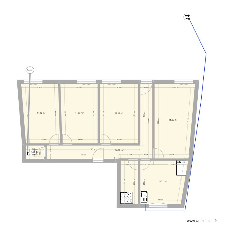 Projet achat. Plan de 7 pièces et 80 m2