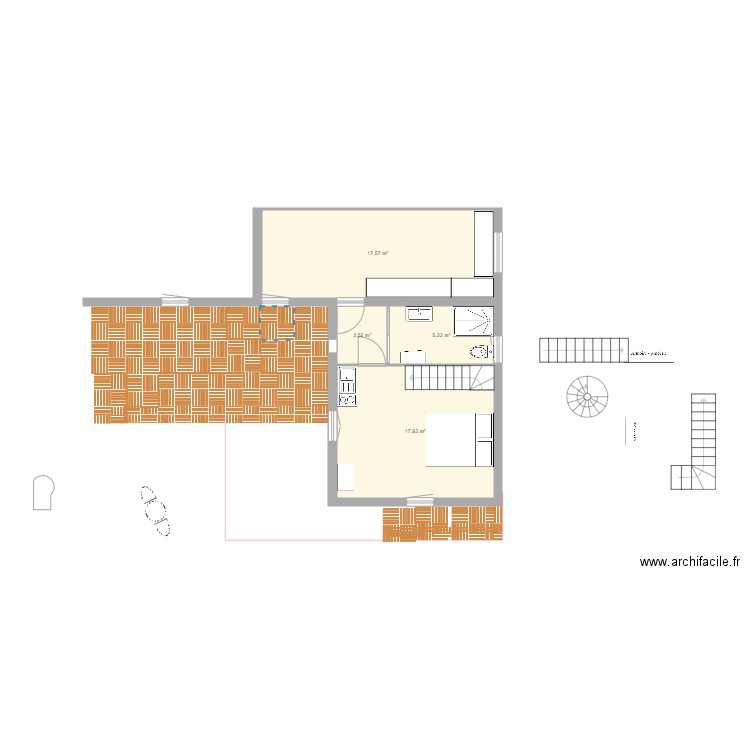 FACADE SUD VERSION 4. Plan de 4 pièces et 43 m2