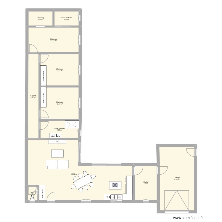 projet1. Plan de 11 pièces et 137 m2