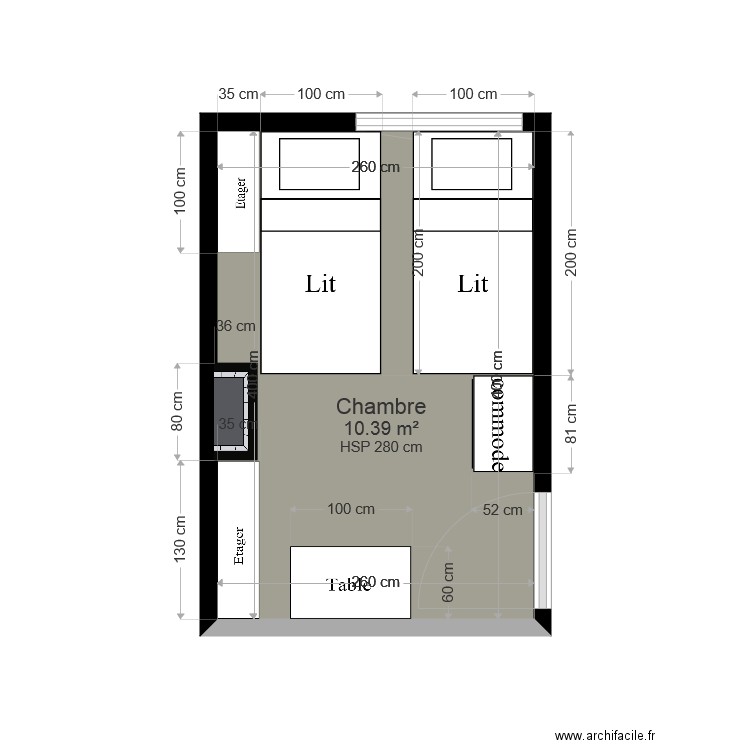 chambre jumelles. Plan de 0 pièce et 0 m2