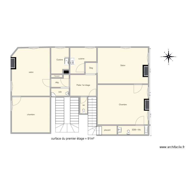 1er étage IMMEUBLE Chatillon Coligny. Plan de 15 pièces et 86 m2