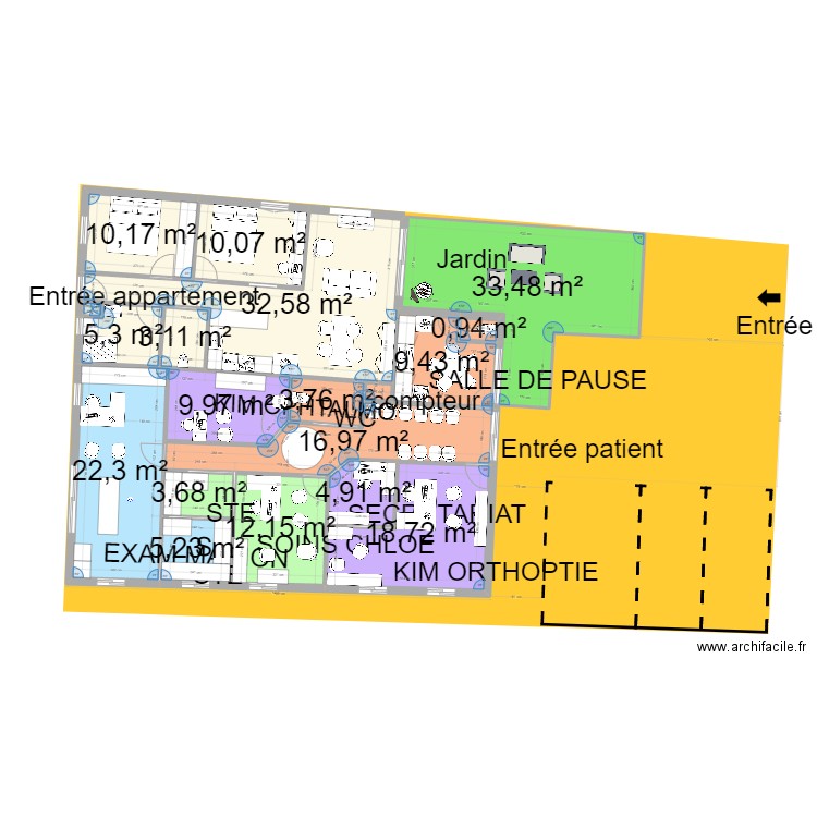 plan final kim plus grand et cuisine modif mamie. Plan de 19 pièces et 204 m2