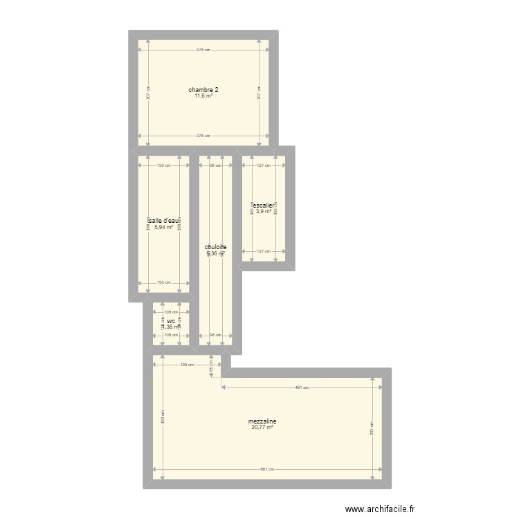 etage. Plan de 6 pièces et 49 m2