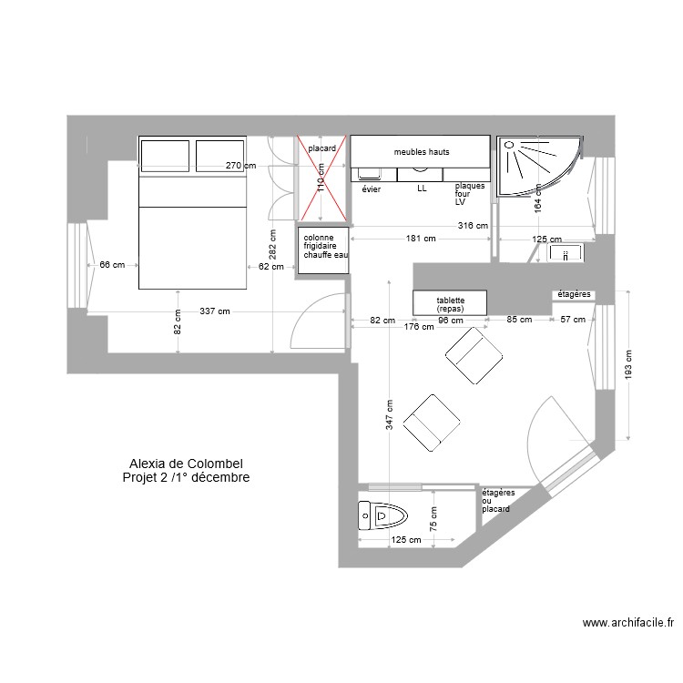 alexia projet 2 2 decembre. Plan de 5 pièces et 23 m2