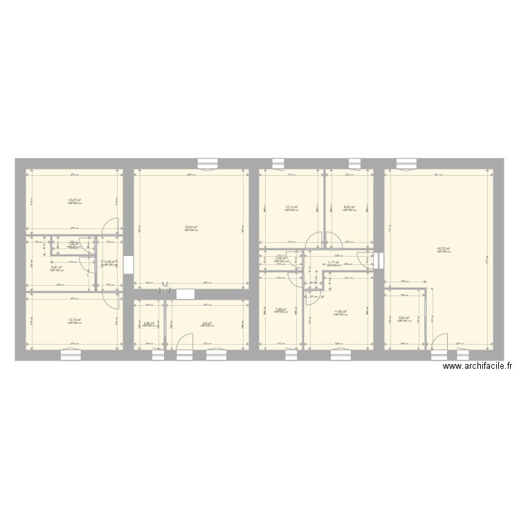 plan projet. Plan de 16 pièces et 180 m2