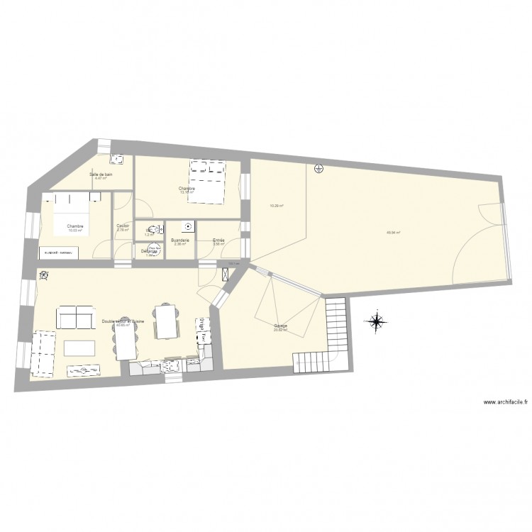 2ch cuis ouverte etage. Plan de 0 pièce et 0 m2