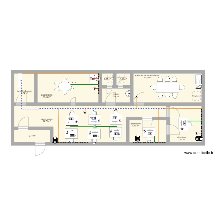 chemin de cable . Plan de 0 pièce et 0 m2