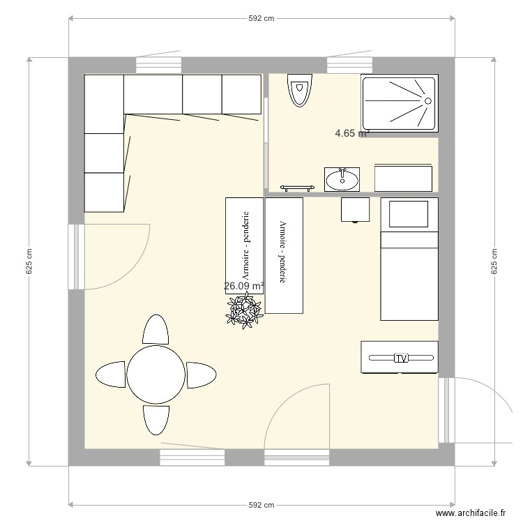 Plan studio. Plan de 0 pièce et 0 m2