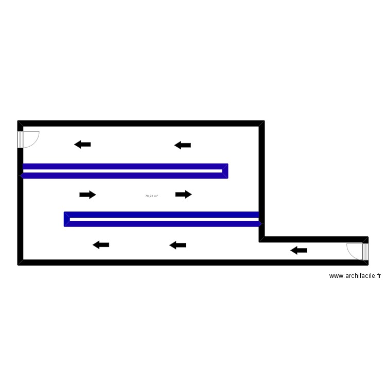 musée. Plan de 1 pièce et 71 m2