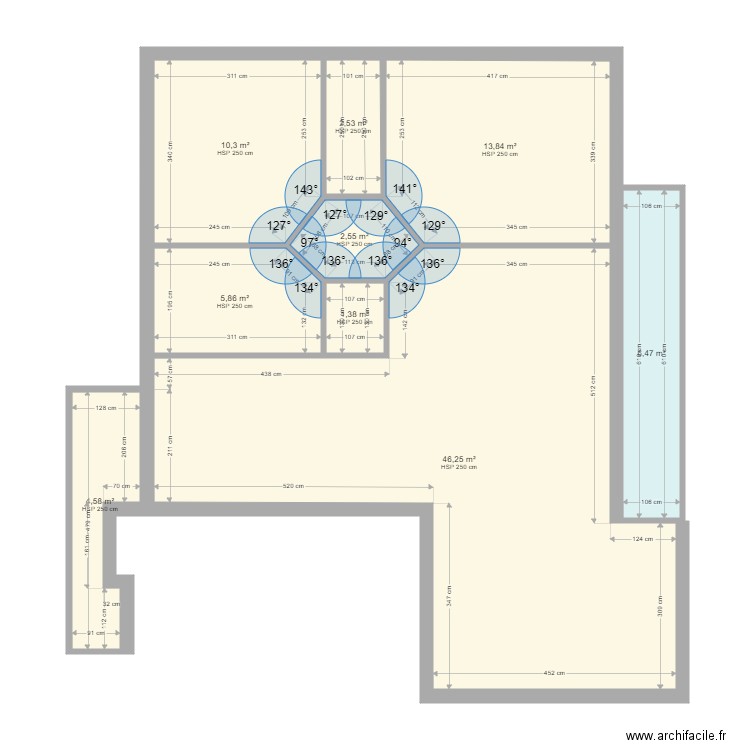 Appartement New. Plan de 9 pièces et 94 m2