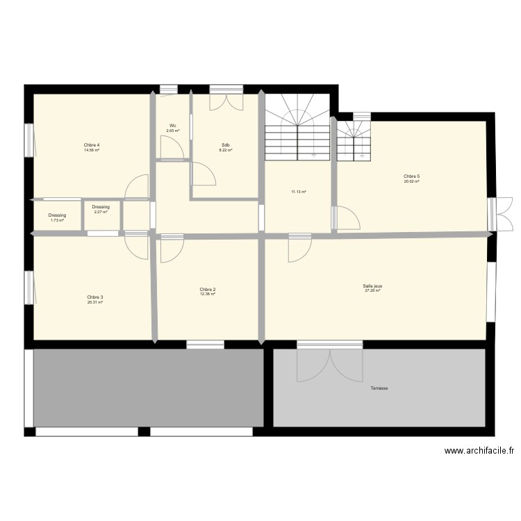 B Etage 5 . Plan de 0 pièce et 0 m2