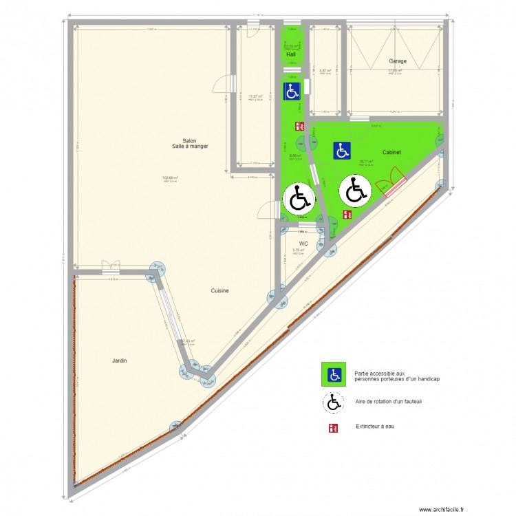 Plan zone accessible handicap à renvoyer. Plan de 0 pièce et 0 m2