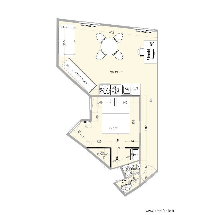 CB futur 5. Plan de 5 pièces et 30 m2