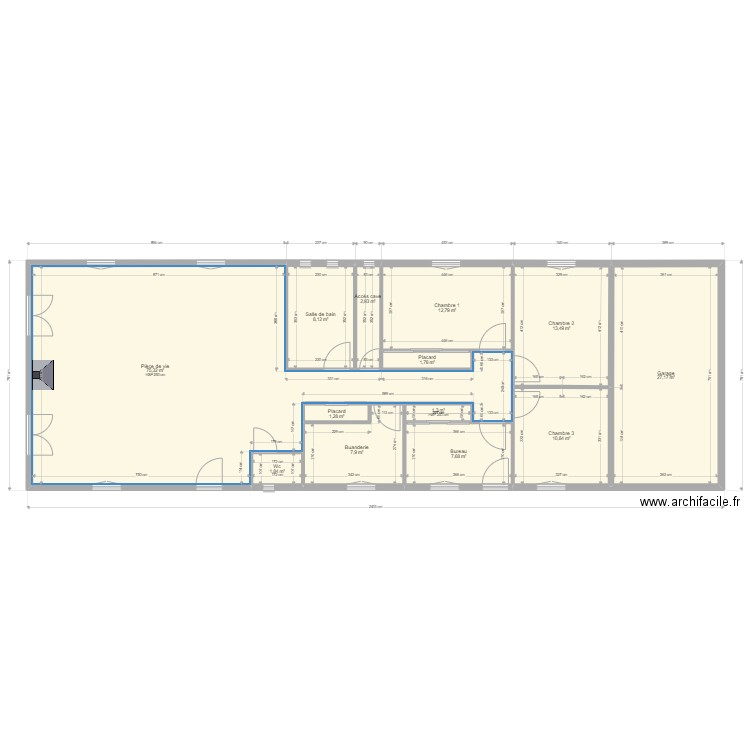 Projet BAVAY. Plan de 13 pièces et 172 m2