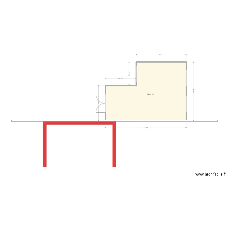 abris. Plan de 1 pièce et 30 m2