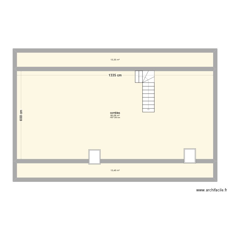 PLAN ETAGE. Plan de 3 pièces et 107 m2