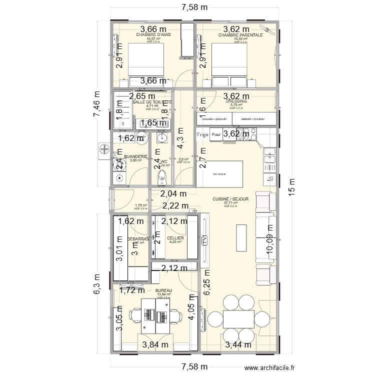 PROJET PLAN 3 PARADIS 110 m2 BIDACHE. Plan de 12 pièces et 104 m2