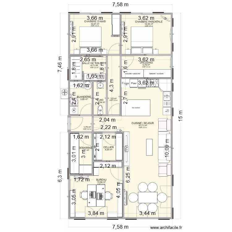 PROJET PLAN 3 PARADIS 110 m2 BIDACHE. Plan de 