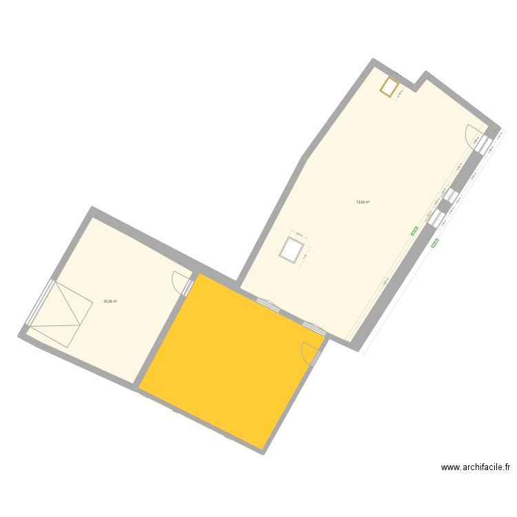 projet final. Plan de 2 pièces et 107 m2