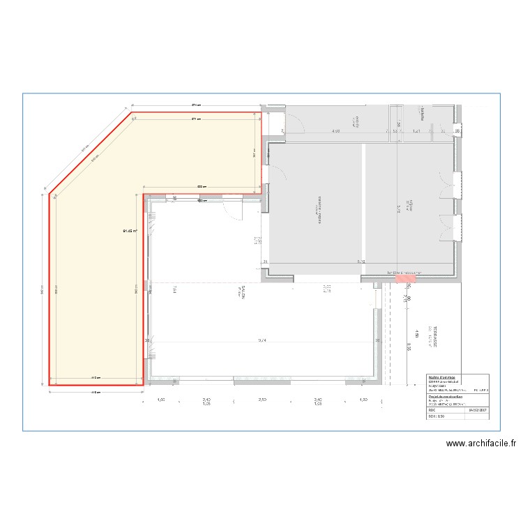 Terrasse projet initial. Plan de 0 pièce et 0 m2