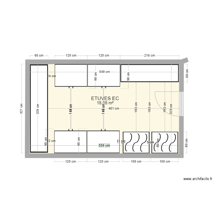 ETUVES EC. Plan de 1 pièce et 18 m2