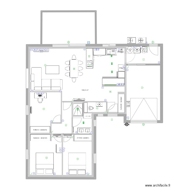 Electricite1. Plan de 1 pièce et 107 m2