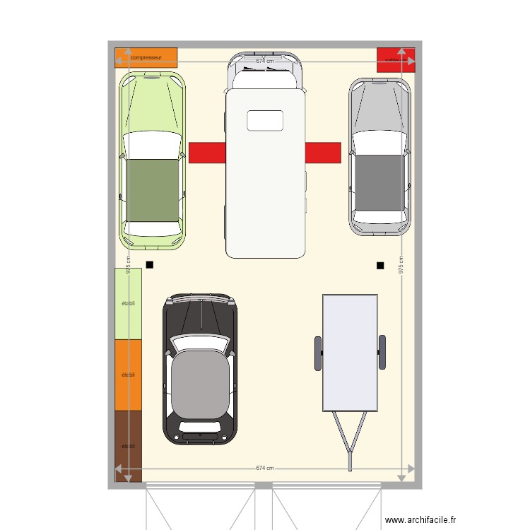 garage N 2. Plan de 1 pièce et 66 m2