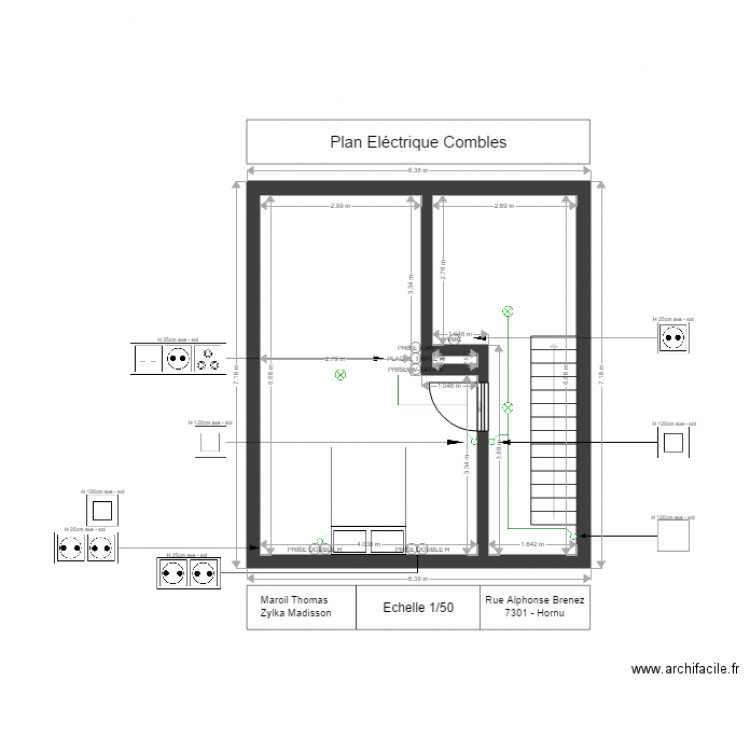 Plan Eléctrique Combles 2. Plan de 0 pièce et 0 m2